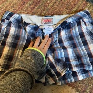 Blue plaid shorts